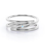 Solitaire 0.05 Carat Round Cut Dainty Moonstone Spiral Stackable Ring In Rose Gold