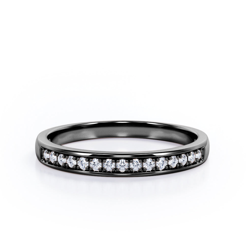 Classic 0.15 TCW Round Brilliant Cut Diamond Pave-Channel Design Wedding Band in 10K Yellow Gold