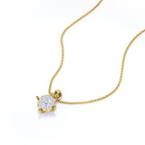 Sparkling Flower 0.45 carat Round Moissanite and Diamond Pendant Necklace in 18k Black Gold Over Silver