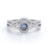 Infinity 0.85 Ct Round Salt and Pepper Diamond Wedding Ring Set