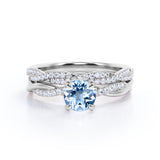1.40 ct Round Aquamarine Twisted Wedding Ring Set