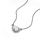 Halo 1.1 carat Pea Moissanite Pendant with Necklace in 18k Rose Gold Over Silver