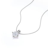 Sparkling Flower 0.45 carat Round Moissanite and Diamond Pendant Necklace in 18k Black Gold Over Silver