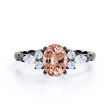 Twisted Rope Shank 1 carat Oval Morganite Engagement Ring in White Gold