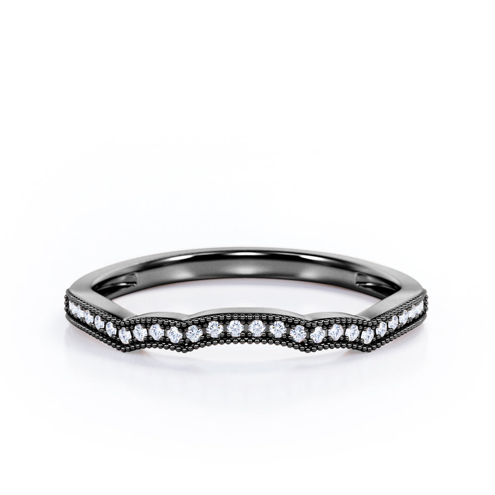 Milgrain Edged Curve 0.15 TCW Pave Wedding Band