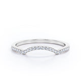 Pave Curved 0.15 TCW Round Half Eternity Wedding Band