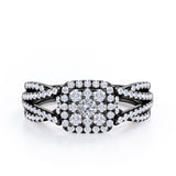 Double Infinity Split Shank - 1.4 Carat Round Shaped Moissanite and diamond - Flush Cluster Halo Engagement Ring in Black Gold