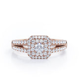 Milgrain 1 Ct Round Diamond Split Shank Engagement Ring