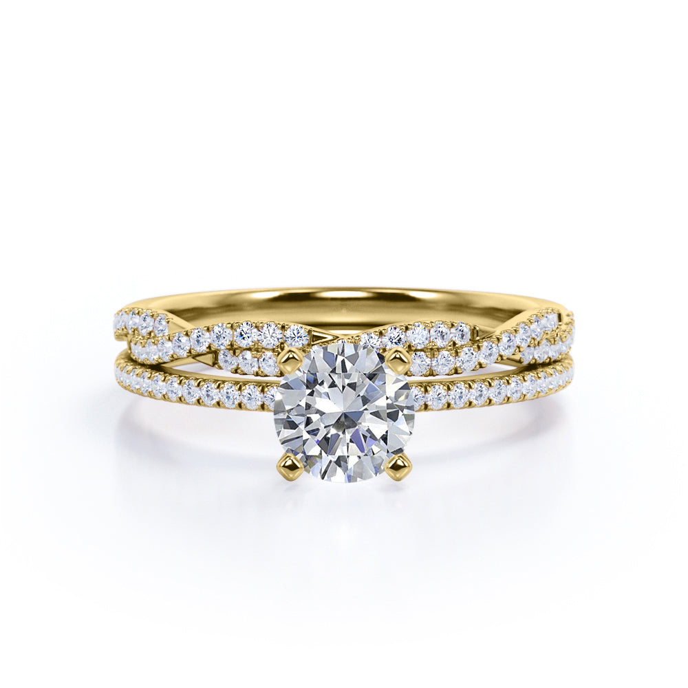 1.50 Carat Round Cut Moissanite Infinity Bridal Set