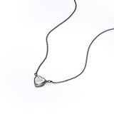 Bezel 0.5 carat Petite Heart Pendant with 18k Black Gold Over Silver Necklace