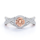 Infinity 1.50 ct Round Morganite Halo Engagement Ring