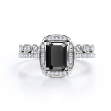 Bestselling 1.75 Carat Wedding Ring Set with Lab Black Diamond for Women in Rose Gold