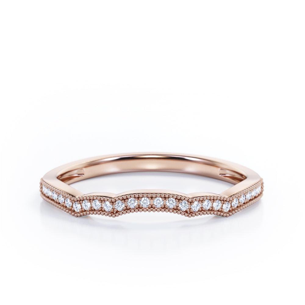 Milgrain Edged Curve 0.15 TCW Pave Wedding Band