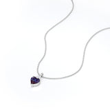Delicate 1.05 Carat Heart Shaped Lab Created Alexandrite and Diamond Three Prong Pendant Necklace In White Gold For Her