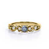 Floral 0.50 Ct Round Salt and Pepper Diamond Engagement Ring