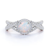 1.50 Ct Round Cut Lab Created Opal Infinity Engagement Ring
