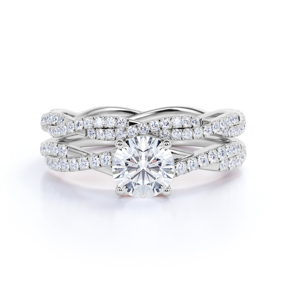 Infinity 1.5 Carat Round Cut Moissanite Wedding Ring Set