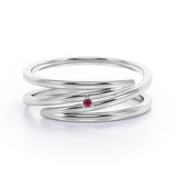 Solitaire 0.05 Carat Round Cut Lab Ruby Spiral Stackable Ring In Rose Gold