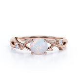 Floral 1.05 Ct Round Cut Lab Created Opal Engagement Ring