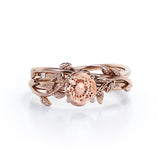 1 ct Round Morganite Nature Inspired Bridal Set