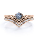 Contour 0.75 Ct Round Salt and Pepper Diamond Wedding Ring Set