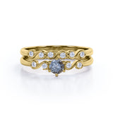 Twist 0.85 Ct Round Salt and Pepper Diamond Wedding Ring Set