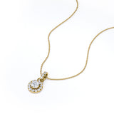 .50 CT TDW Round Diamond Halo Floating Solitaire Pendant Necklace in Rose Gold