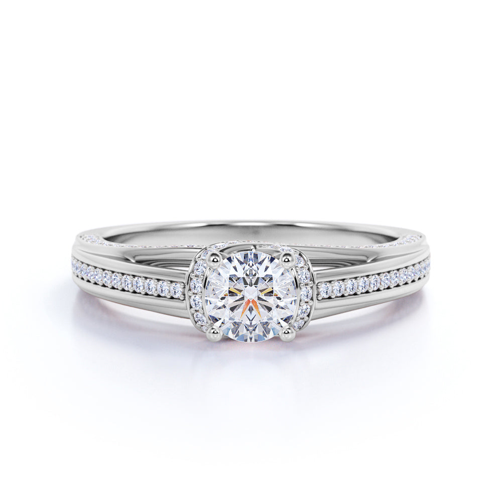 Certified 1 Ct Round Lab Diamond Vintage Engagement Ring