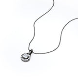 Six Prong Bezel Set 1.10 Carat Round Certified Moissanite and Diamond Halo Pave Pendant Necklace with Chain in Rose Gold