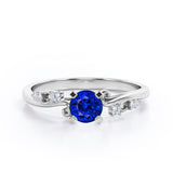 Stylish 1.05 Carat Round Cut Sapphire And Diamond Seven Stone Engagement Ring In Rose Gold