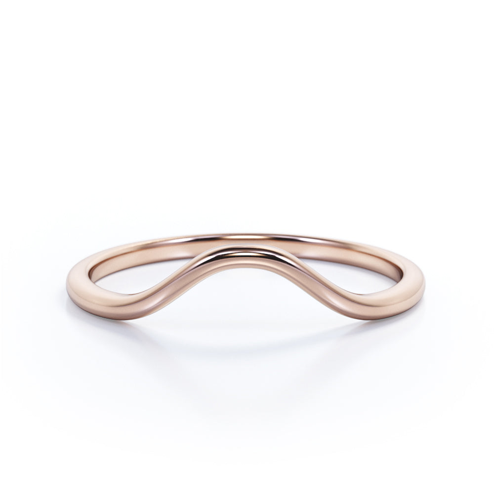 Minimalist Ring - Dainty Curved Ring - Wedding Band