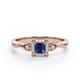 0.6 Ct Princess Cut Lab Sapphire Twisted Engagement Ring