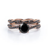 1.75 ct Round Lab Black Diamond Double Twisted Bridal Set