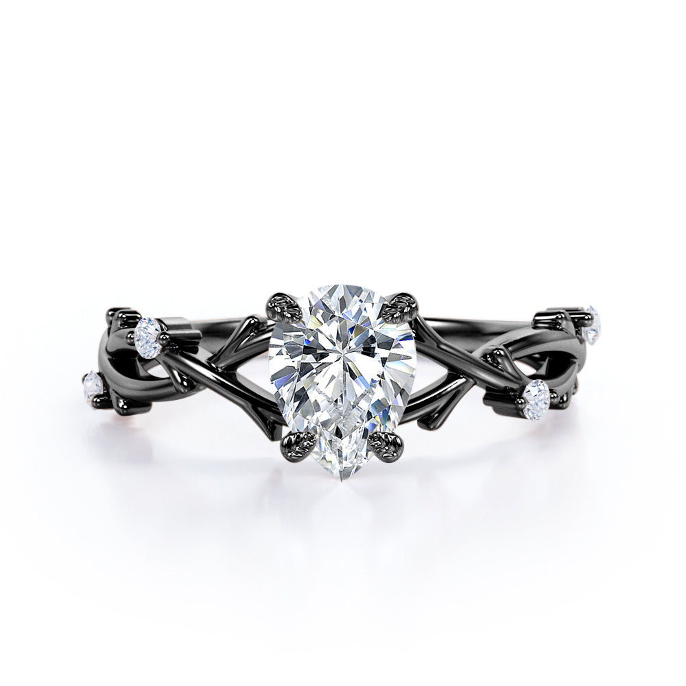 Nature Inspired 0.55 Carat Pear Moissanite Twisted Engagement Ring