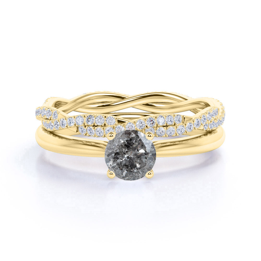 Infinity 0.75 Ct Round Salt and Pepper Diamond Bridal Set