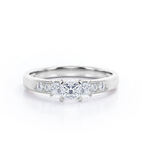 Certified 0.50 Ct Princess Lab Diamond Seven Stone Engagement Ring