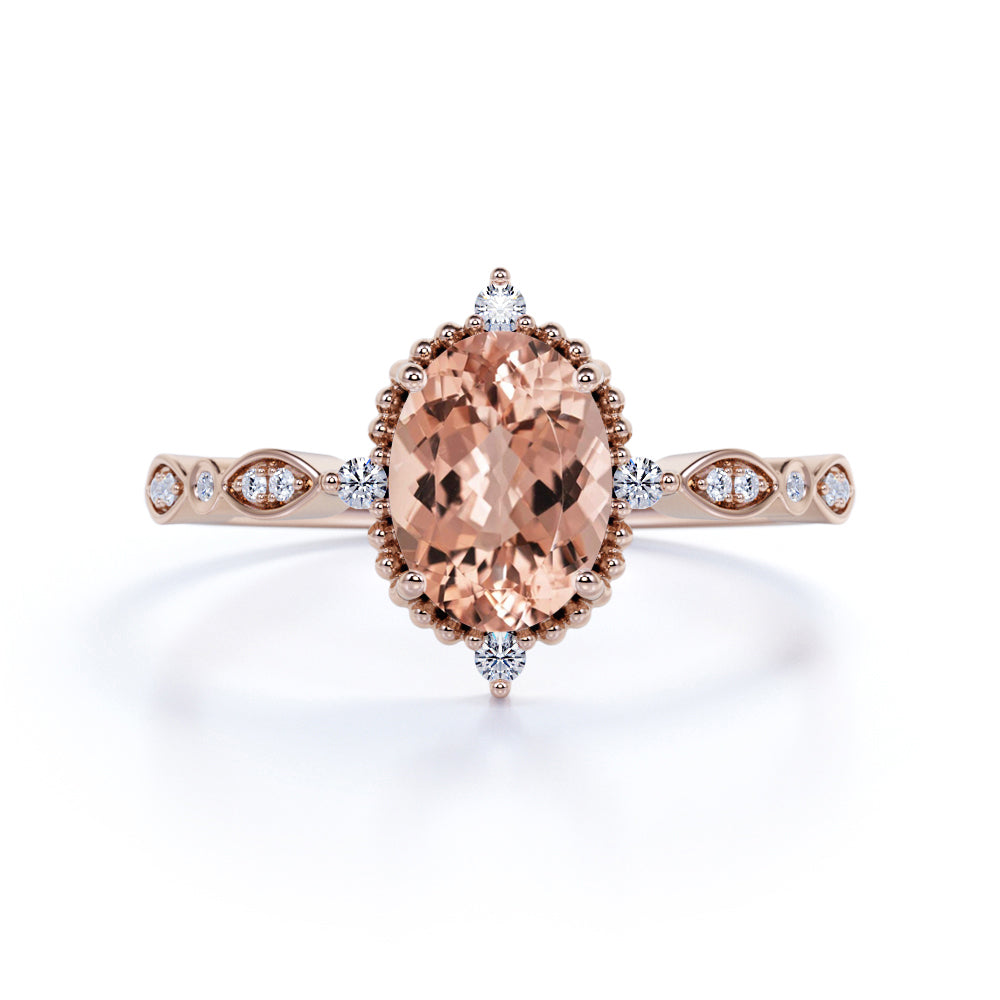 Vintage 1.50 ct Oval Morganite Engagement Ring
