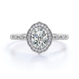 Art Deco 1.75 Carat Oval Moissanite Engagement Ring