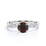 Infinity Style 1.25 Carat Round Cut Genuine Lab Black Opal And Diamond Twisted Pave Set Engagement Ring In White Gold