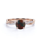 Infinity Style 1.25 Carat Round Cut Genuine Lab Black Opal And Diamond Twisted Pave Set Engagement Ring In White Gold
