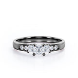 Certified 0.50 Ct Princess Lab Diamond Seven Stone Engagement Ring