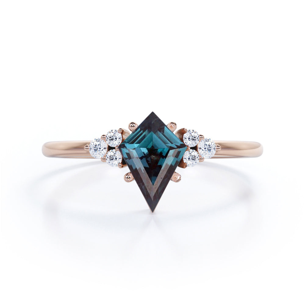 1 Ct Kite Lab Alexandrite Seven Stone Engagement Ring