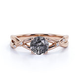 Vintage 1.15 ct Round Black Rutilated Quartz Infinity Engagement Ring
