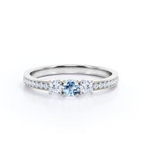 1.10 ct Round Aquamarine Pave Engagement Ring