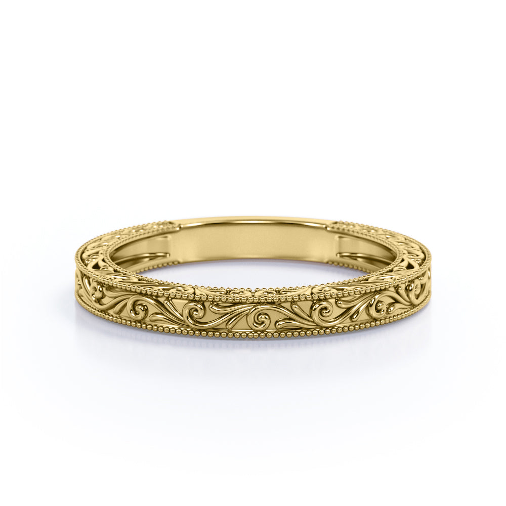 Vintage Filigree Plain Wedding Band