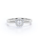 0.50 Ct Princess Cut Diamond Halo Engagement Ring