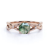 1.25 Ct Round Green Moss Agate Infinity Engagement Ring