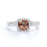 Infinity 1.25 ct Cushion Morganite Halo Engagement Ring