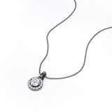 Four Prong Set Solitaire 1.10 Carat Round Certified Moissanite Hidden Halo Pendant Necklace in Rose Gold