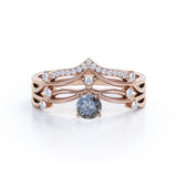 Crown 0.95 Ct Round Salt and Pepper Diamond Wedding Ring Set